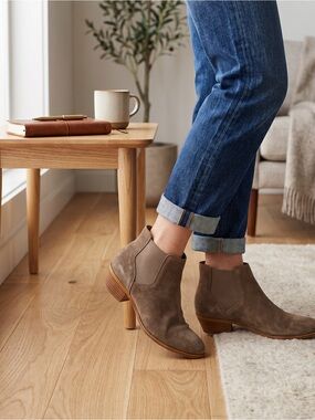 Lucky Brand Suede Ankle Booties - Brown